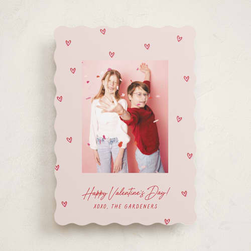 This is a blush valentines day with standard by Hooray Creative called handdrawn scattered hearts printing on recycled smooth signature in standard
