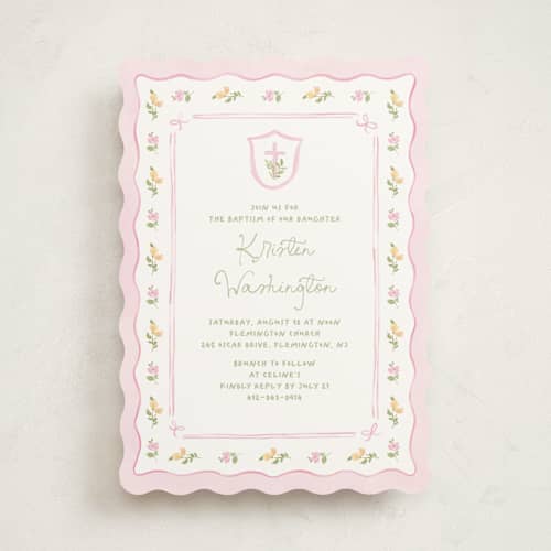 This is a watermelon baptism and christening announcements with standard by Creo Study called preppy garden printing on signature in standard