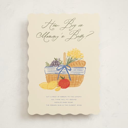 This is a provincial baby shower game cards with standard by Jenna Holcomb called farmer's market printing on signature in standard