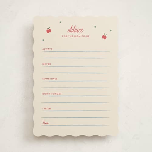 This is a picnic baby shower activity cards with standard by Carolyn MacLaren called apple of my eye printing on signature in standard