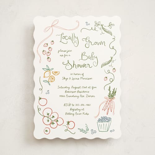 This is a meadow baby shower invitations with standard by Jenna Holcomb called locally grown sketch printing on signature in standard