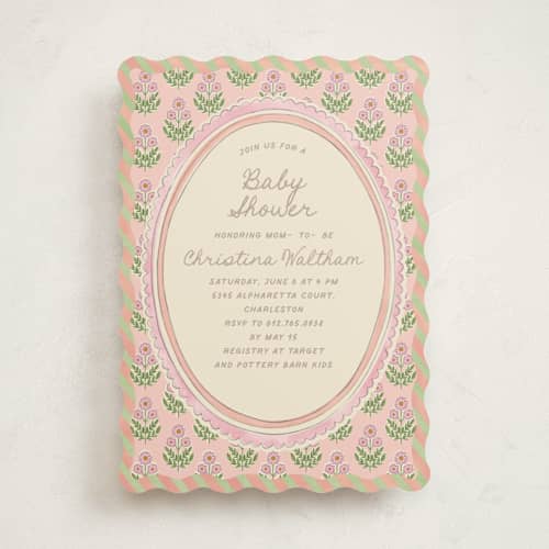 This is a poppy baby shower invitations with standard by Creo Study called botanical maximalism printing on signature in standard