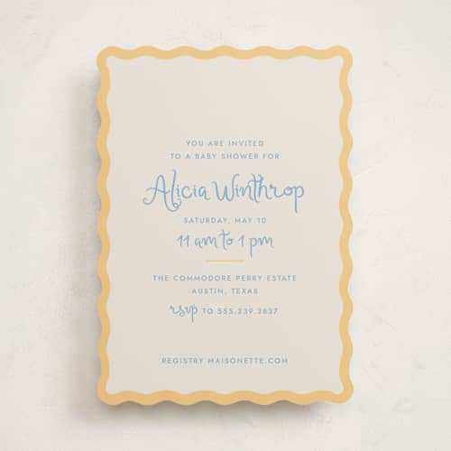 This is a melon baby shower invitations with standard by Megan Davis called augusta printing on signature in standard