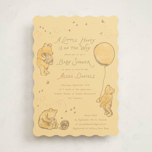 This is a honey baby shower invitations with standard by Jenna Holcomb called disney's winnie the pooh little honey printing on signature in standard
