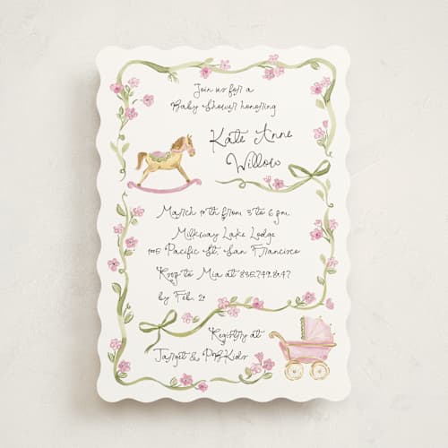 This is a peony baby shower invitations with standard by Pati Cascino called bowls and buds printing on signature in standard
