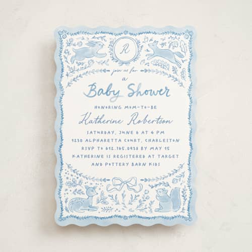 This is a sky baby shower invitations with standard by Creo Study called folk woodland printing on signature in standard