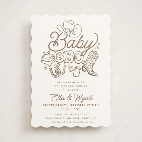 This is a cocoa baby shower invitations with standard by Jessie Steury called cute country bbq printing on signature in standard