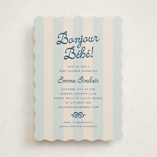 This is a marina baby shower invitations with standard by Olivia Raufman called mariniere printing on signature in standard