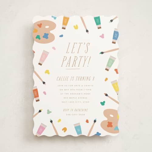 This is a frost kids birthday invitations with standard by Ellen Schlegelmilch called let's party! printing on signature in standard