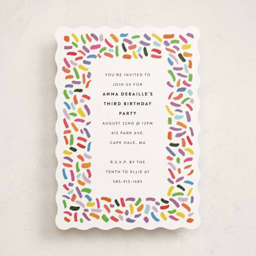 This is a gumdrops kids birthday invitations with standard by Up Up Creative called confetti sprinkle printing on signature in standard