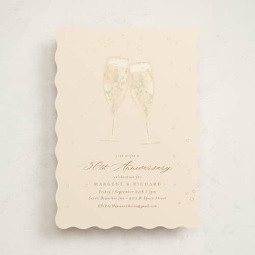 This is a bubbly holiday party invitations with foil pressed by Kamala Nahas called champagne toast printing on signature in standard