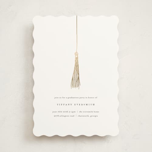 This is a pearl graduation invitations with foil pressed by Katy Shen called turning the tassel printing on signature in standard