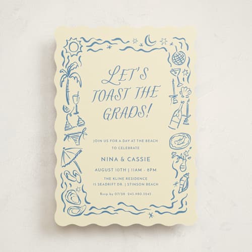 This is a sea graduation invitations with standard by Pati Cascino called on the coast printing on signature in standard