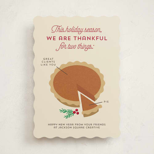 This is a pumpkin business holiday cards with standard by Holly Whitcomb called pie chart printing on signature in standard