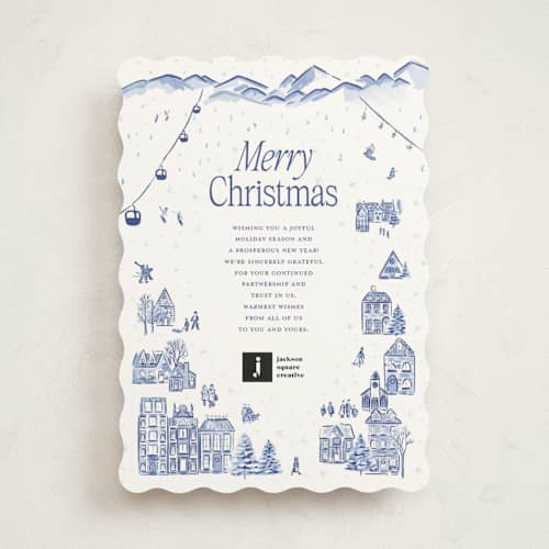 This is a powder business holiday cards with standard by Jenna Holcomb called aspen printing on signature in standard