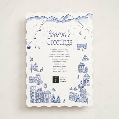 This is a powder business holiday cards with standard by Jenna Holcomb called aspen printing on signature in standard