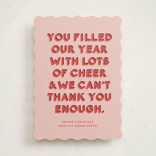 This is a gumdrop business holiday cards with standard by Olivia Kanaley Inman called year of cheer printing on signature in standard