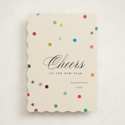 This is a marshmallow foil pressed holiday cards with foil pressed by Morgan Kendall called confetti printing on signature in standard