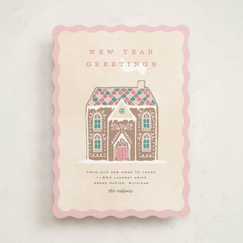 This is a cotton candy non photo holiday cards with standard by Pixel and Hank called holiday greetings printing on signature in standard