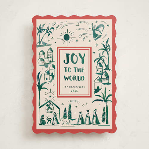 This is a fir non photo holiday cards with standard by Teju Reval called painted nativity printing on signature in standard