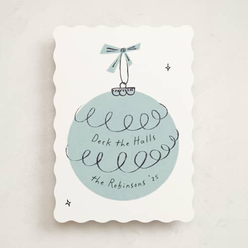 This is a frost non photo holiday cards with standard by Gwen Bedat called retro ornament printing on signature in standard