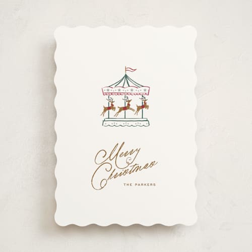 This is a snowflake non photo holiday cards with standard by Leia Matt called holiday spin printing on signature in standard