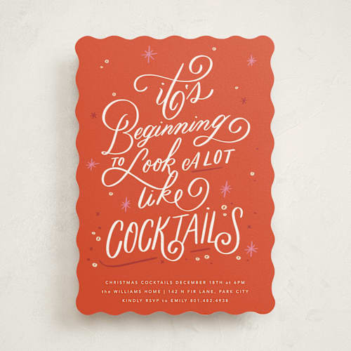 This is a peppermint holiday party invitations with standard by Stephanie Hawkes called a lot like cocktails printing on signature in standard
