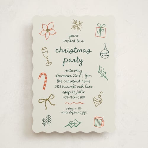 This is a buttercream holiday party invitations with standard by Kelly Watkins called simple christmas printing on signature in standard