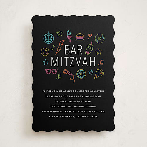 This is a candy bar mitzvah bat mitzvah invitations with standard by Brandy Folse called neon vibes printing on signature in standard