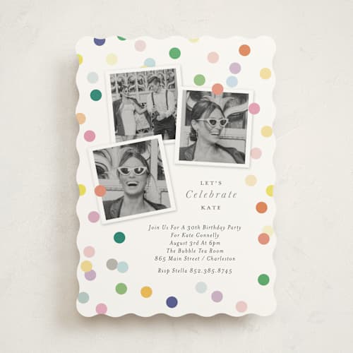 This is a confetti party invitations with standard by Lori Wemple called confetti printing on signature in standard