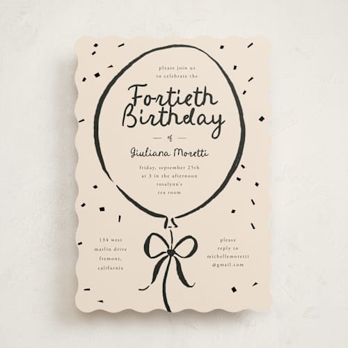 This is a ink party invitations with standard by Carmia Jordaan called inked balloon printing on signature in standard