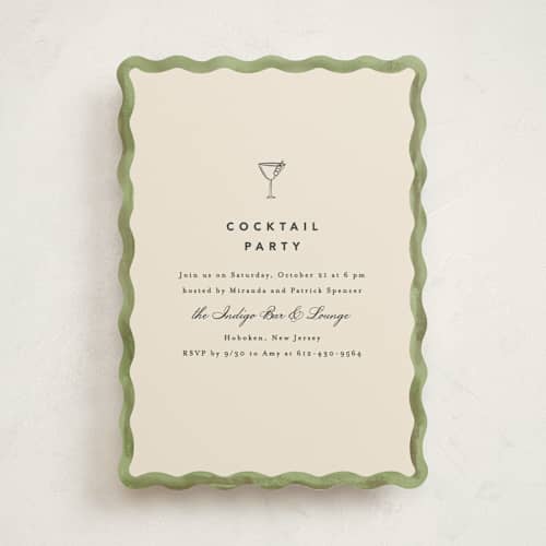 This is a palm party invitations with standard by Creo Study called formal scallop printing on signature in standard
