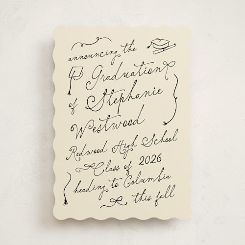 This is a bamboo graduation announcements with standard by Creo Study called take a bow printing on signature in standard