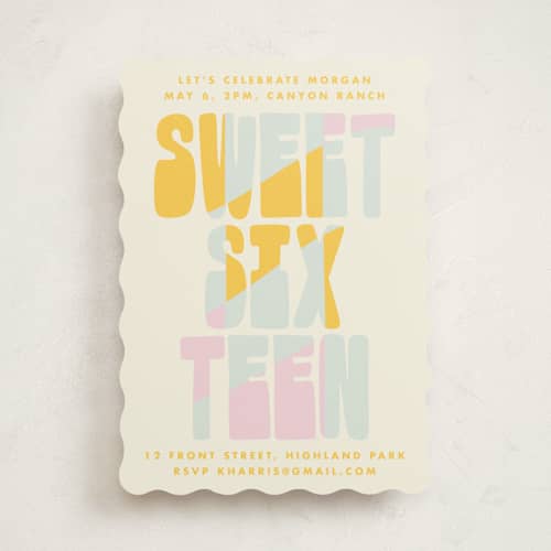 This is a vanilla sweet sixteen birthday party invitations with standard by Baumbirdy called sweet type printing on signature in standard