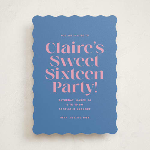 This is a bubblegum sweet sixteen birthday party invitations with standard by Megan Davis called text printing on signature in standard