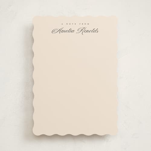 This is a cream personalized stationery thank you cards with standard by Pixel and Hank called minimal elegance printing on signature in 5x7