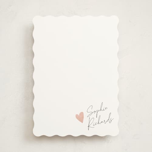 This is a blush personalized stationery thank you cards with standard by Adelyn T. called signed heart printing on signature in 5x7