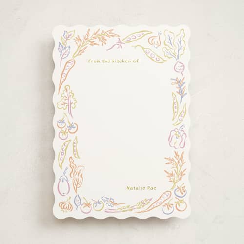 This is a picnic personalized stationery thank you cards with standard by Natalie Rae called veggie patch printing on signature in 5x7