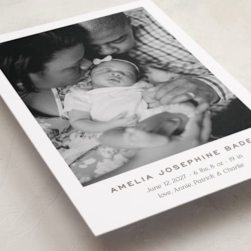 This is a fawn grand birth announcements with standard by Megan Davis called soho printing on recycled smooth signature in grand