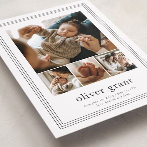 This is a cotton grand birth announcements with standard by Stacey Meacham called classy frame printing on recycled smooth signature in grand