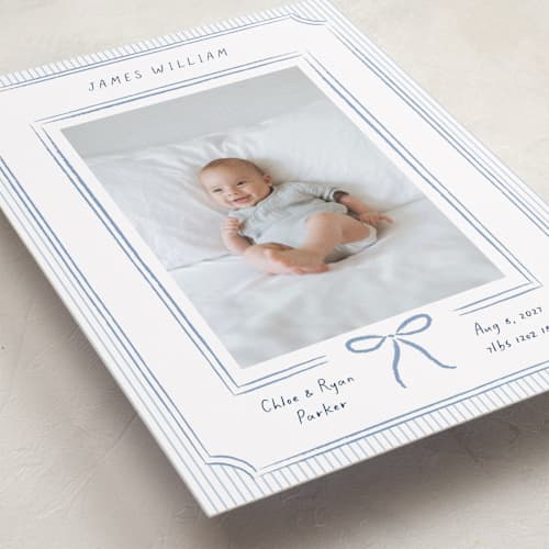 This is a sea grand birth announcements with standard by Elly called a little dream printing on recycled smooth signature in grand
