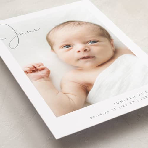 This is a storm grand birth announcements with standard by Olivia Raufman called chic introduction printing on recycled smooth signature in grand