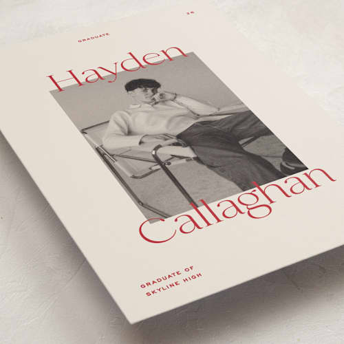 This is a scarlet graduation announcements with standard by Ellen Schlegelmilch called hayden printing on recycled smooth signature in grand