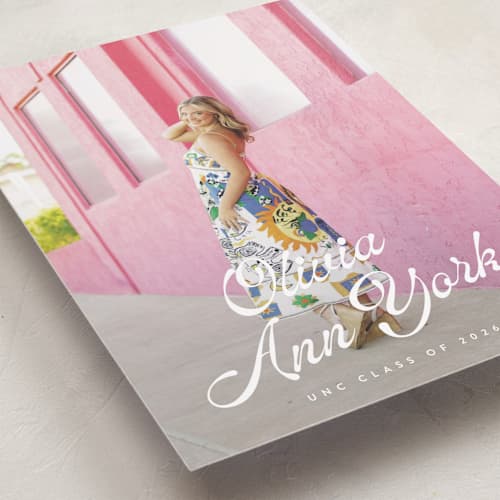 This is a diamond graduation announcements with standard by Julie Ley called modern retro printing on recycled smooth signature in grand