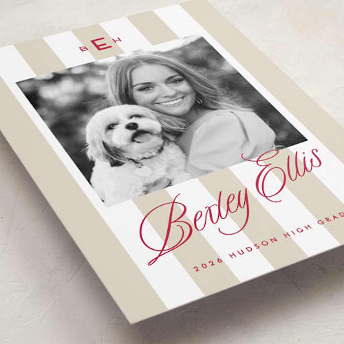 This is a parchment graduation announcements with standard by Susan Zinader called bexley printing on recycled smooth signature in grand