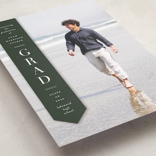 This is a pine graduation announcements with standard by Lauren Chism called classic sash printing on recycled smooth signature in grand