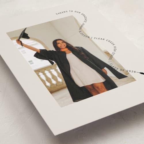 This is a nero graduation announcements with standard by Pati Cascino called celebra printing on recycled smooth signature in grand