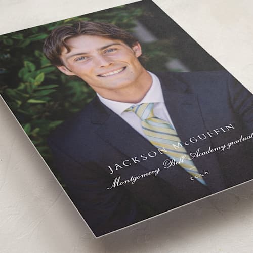 This is a cloud graduation announcements with standard by Sara Hicks Malone called academy printing on recycled smooth signature in grand