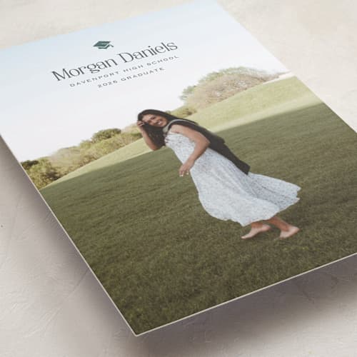 This is a fairway graduation announcements with standard by Carolyn MacLaren called elated cap printing on recycled smooth signature in grand