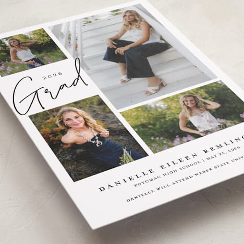 This is a cloud graduation announcements with standard by That Girl Press called around the corner printing on recycled smooth signature in grand